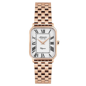Pozłacany zegarek prostokątny Atlantic na bransolecie dla kobiet