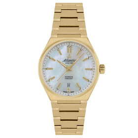 Pozłacany zegarek damski Atlantic Seawave na bransolecie