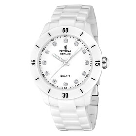 Ceramiczny zegarek Festina z kryształkami i bransoletą