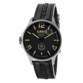 Limitowany zegarek męski U-BOAT Darkmoon 25° z kopertą ze stali szlachetnej i czarną tarczą zanurzoną w oleju