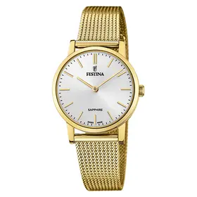 Pozłacany zegarek damski Festina na bransolecie mesh
