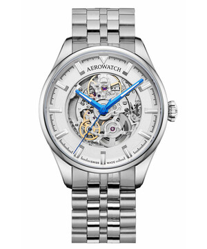 Zegarek Aerowatch Les Grandes Classiques Automatic Skeleton 60996 AA02 SQ M na bransolecie stalowej