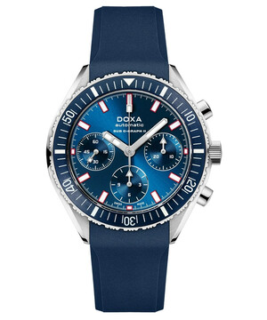 Zegarek nurkowy na niebieskim pasku gumowym Doxa SUB