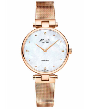 Złocony zegarek damski Atlantic Elegance Royal Diamonds 29044.44.07RMB z diamentami na tarczy