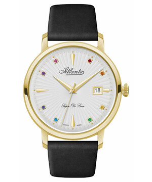 Zegarek Atlantic z kolorowymi szafirami na tarczy