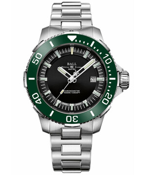 Zegarek nurkowy Ball DeepQUEST Ceramic z zielonym pierścieniem i czarną tarczą