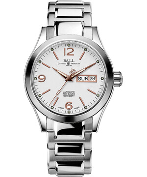Ball Engineer III Ohio NM9126C-S14J-GY zegarek z białą tarczą i złoconymi indeksami
