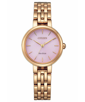 Zegarek dla pań Citizen Lady EM0993-82X z różową tarczą.