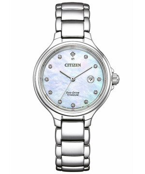 Tytanowy zegarek Citizen Super Titanium EW2680-84D z kryształkami na tarczy