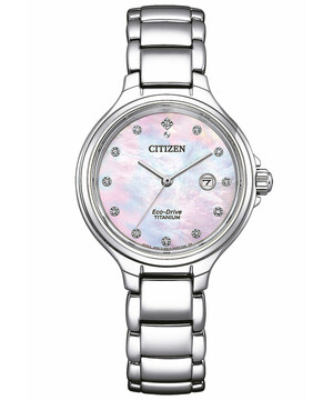 Tytanowy zegarek Citizen Super Titanium EW2680-84Y z kryształkami na tarczy