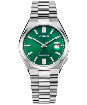 Zegarek automatyczny Citizen Mechanical NJ0150-81X z zieloną tarczą.