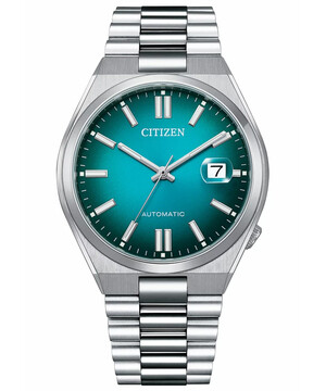 Automatyczny zegarek Citizen Mechanical NJ0151-88X z gradientową zieloną tarczą.