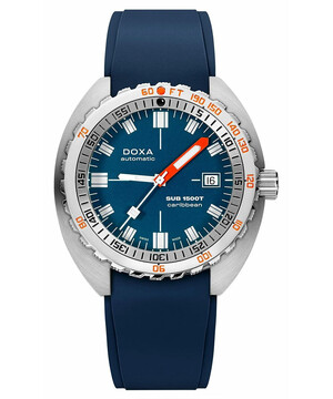 Doxa Caribbean zegarek nurkowy na niebieski pasku gumowym