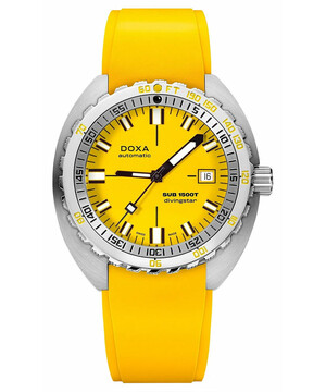 Zegarek nurkowy na żółtym pasku gumowym Doxa Divingstar