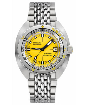Męski zegarek nurkowy z żółtą tarczą Doxa SUB 300 Divingstar