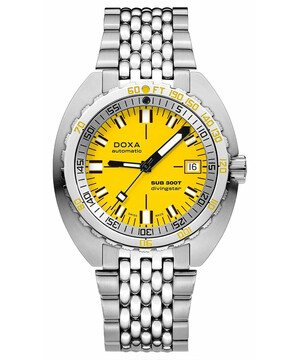 Męski zegarek nurkowy z żółtą tarczą Doxa