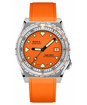 Doxa zegarek nurkowy z pomarańczowym paskiem gumowym