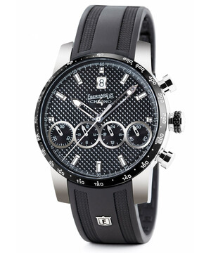 Zegarek sportowy Eberhard Chrono 4 21-42 31073.02 CN CU z czarną tarczą i ceramicznym pierścieniem