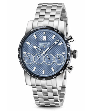 Męski zegarek Eberhard Chrono 4 21-42 31073.04 CN CA99 z niebieska tarczą