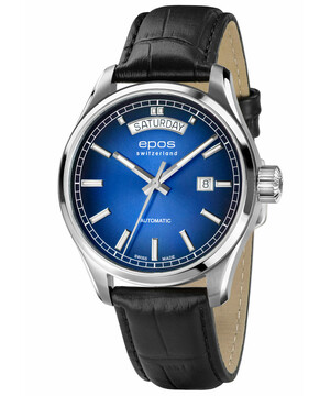 Elegancki zegarek Epos Passion Day Date 3501.142.20.96.25 z niebieską tarczą