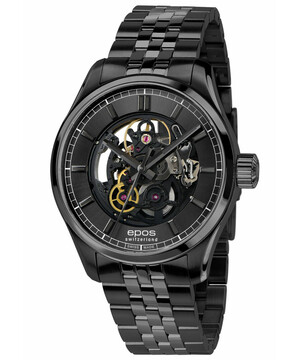 Szkieletowy zegarek męski Epos w wersji Full Black