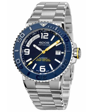 Zegarek nurkowy Epos Sportive Diver Day Date 3441.142.96.96.30 z niebieską tarczą
