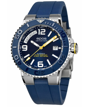 Zegarek nurkowy Epos Sportive Diver Day Date 3441.142.96.96.56 z  niebieskim paskiem gumowym