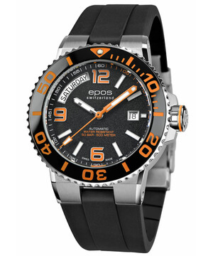 Zegarek nurkowy Epos Sportive Diver Day Date 3441.142.99.92.55 z czarnym paskiem gumowym
