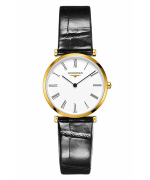 Elegancki zegarek Longines L4.512.2.11.2 z czarnym paskiem aligator