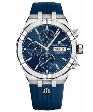 Zegarek męski Maurice Lacroix Aikon Automatic Chronograph AI6038-SS000-430-4 z niebieskim paskiem gumowym
