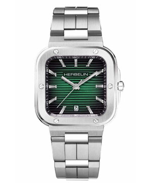 Francuski zegarek na stalowej bransolecie z zieloną tarczą Herbelin Cap Camarat