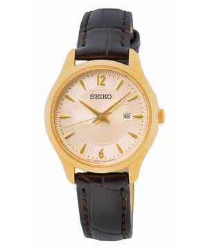 Seiko Classic Lady SUR478P1 pozłacany zegarek damski w stylu klasycznym.