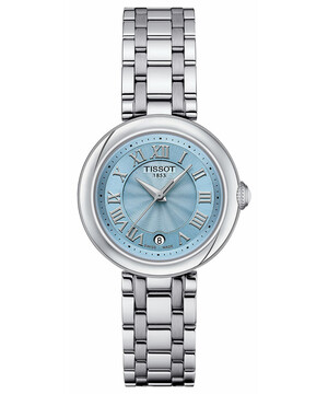 Elegancki zegarek damski z błękitną tarczą Tissot Bellissima