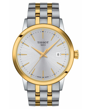 Pozłacany zegarek męski w stylu klasycznym Tissot