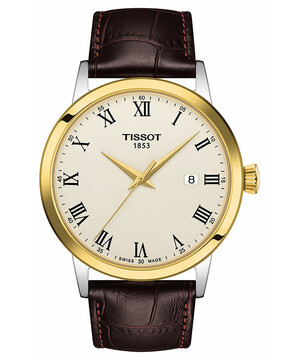 Tissot Classic Dream Gent T129.410.26.263.00 pozłacany zegarek męski.
