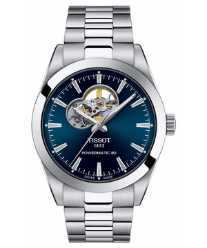 Klasyczny zegarek męski z niebieską tarczą Tissot