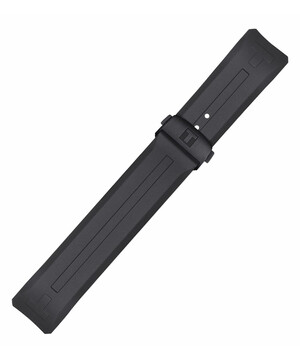Czarny, wodoodporny pasek gumowy do zegarków Tissot T-Touch Connect Solar z zapięciem motylkowym.