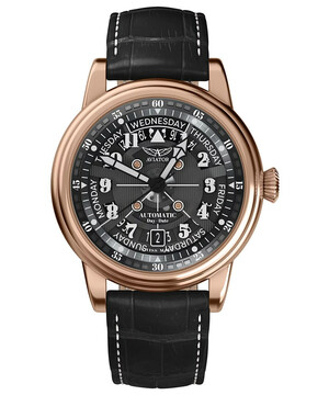 Złoty zegarek szkieletowy męski Aviator Limited Edition