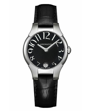 Elegancki zegarek Aerowatch New Lady Grande na czarnym pasku