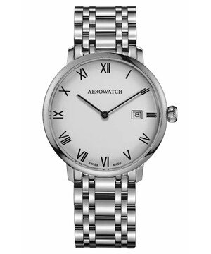 Elegancki zegarek na stalowej bransolecie Aerowatch Heritage Slim Quartz