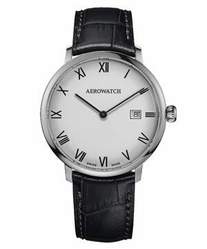 Szwajcarski zegarek męski na skórzanym pasku Aerowatch Heritage Slim Quartz