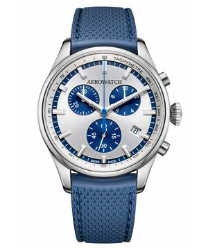Szwajcarski zegarek na niebieskim pasku Aerowatch Les Grandes Classiques Chrono