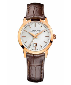 Aerowatch Les Grandes Classiques pozłacany zegarek na skórzanym pasku