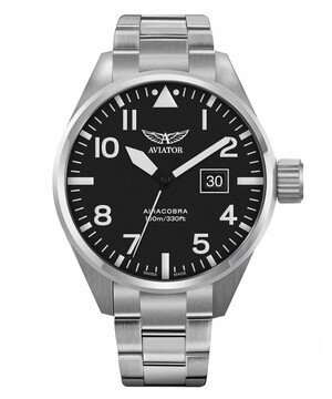 Męski zegarek w stylu lotniczym na bransolecie Aviator Airacobra P42