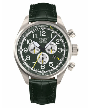 Męski zegarek Aviator Airacobra P45 z chronografem i skórzanym paskiem