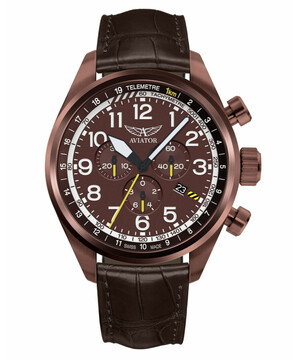 Męski zegarek Aviator Airacobra P45 z chronografem i skórzanym paskiem