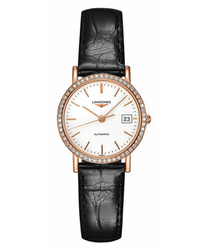 Różowo złoty zegarek damski z diamentami Longines Elegant Lady