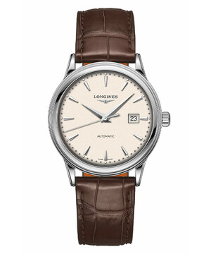 Szwajcarski zegarek na skórzanym pasku Longines Flagship L4.984.4.79.2