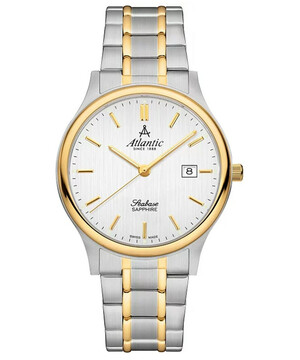 Klasyczny srebrno-złoty zegarek męski Atlantic