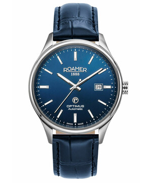 Klasyczny zegarek męski na niebieskim pasku skórzanym Roamer